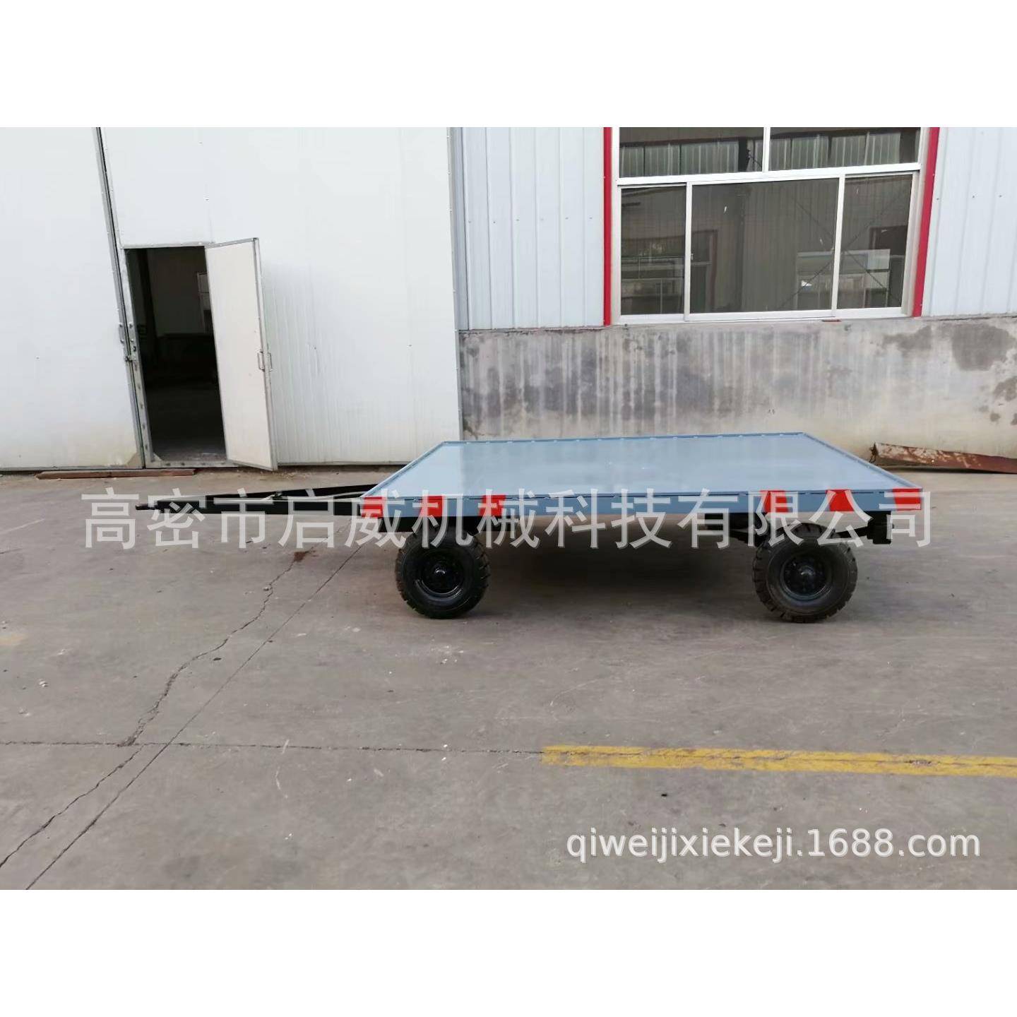 1吨平板拖车厂区转运平板车弹簧减震牵引拖车1吨平板拖车