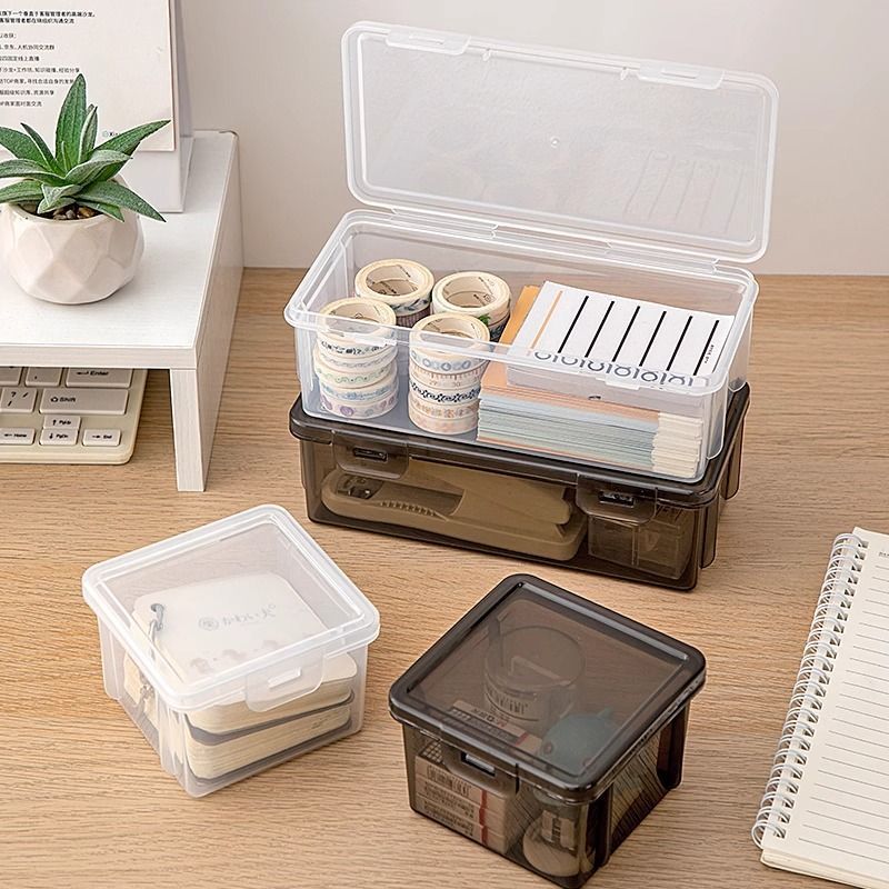 小型收纳盒办公室透明杂物分类盒子抽屉分格手帐胶带夹子饰品储物
