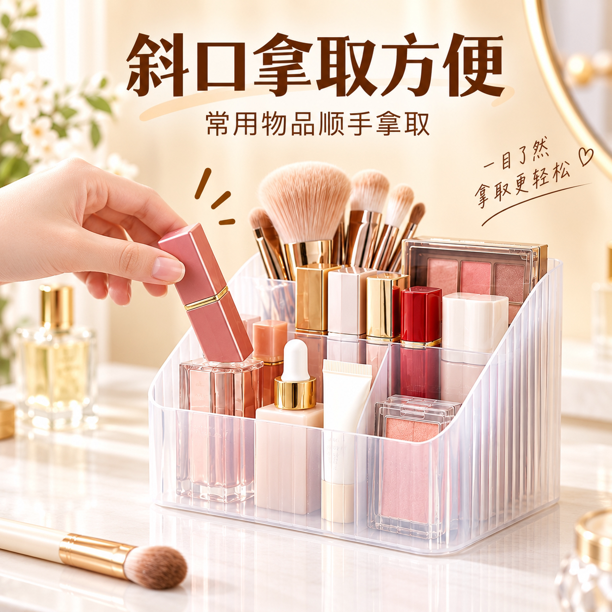 ins风化妆刷收纳盒出租屋护肤品梳妆台桌面笔筒置物架桌面收纳