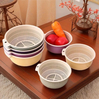 洗菜盆家用小清新多色高颜值厨房用品套装塑料沥水篮居家水果篮