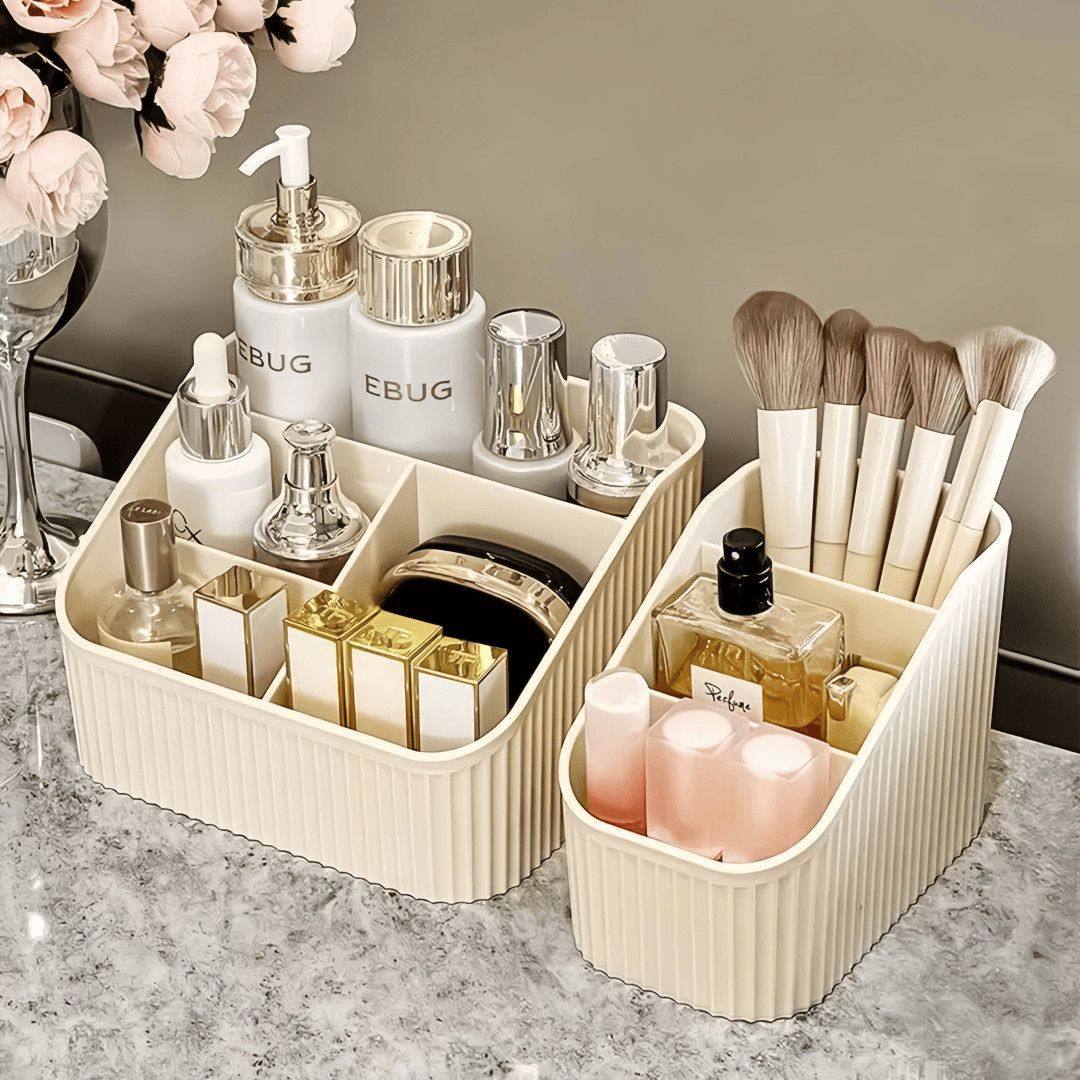桌面化妆品收纳盒亚克力透明塑料盒子分格口红盒宿舍化妆刷桶笔筒