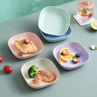 家用餐盘水果盘轻奢小吃碟子家用方形碟彩色简约风格 餐用托盘