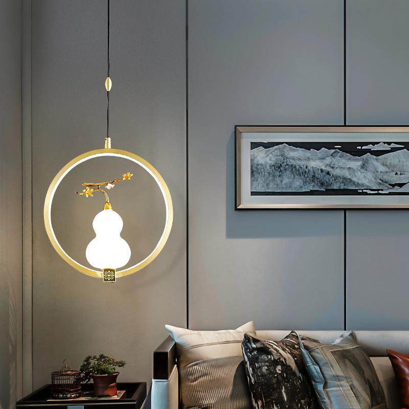 全铜新中式小吊灯中国风单头禅意餐厅客厅玄关吧台复古卧室床头灯,家装灯饰光源,智能吊灯,淘宝优惠券,粉丝福利购,淘宝优惠卷