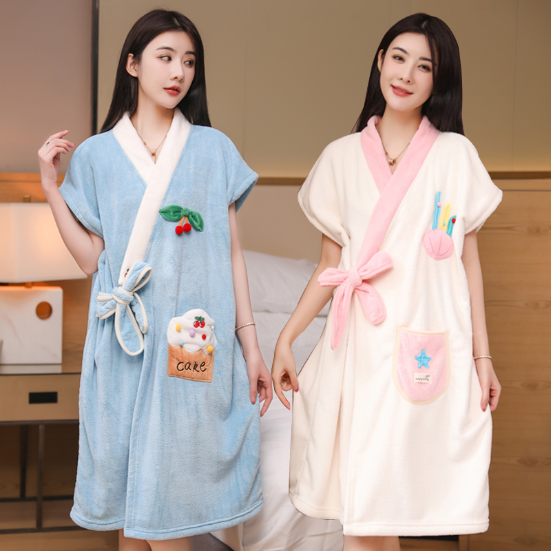 浴巾可穿可裹浴袍式大人家用洗澡游泳比吸水浴衣裙女2022新款