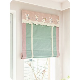 2024新款浅绿色小清新罗马帘折叠帘遮光窗帘小窗户飘窗升降帘