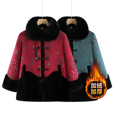 中老年女冬季加厚保暖流苏棉服