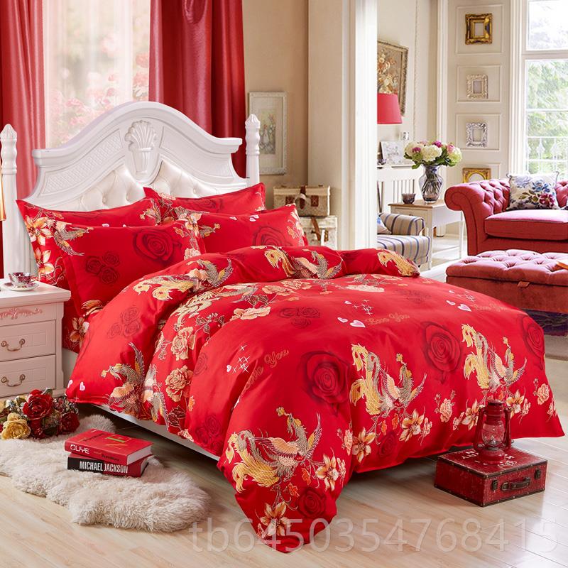 高档结婚大红色庆四件套18m2.套0m床.婚双人喜庆床品被床单式床上
