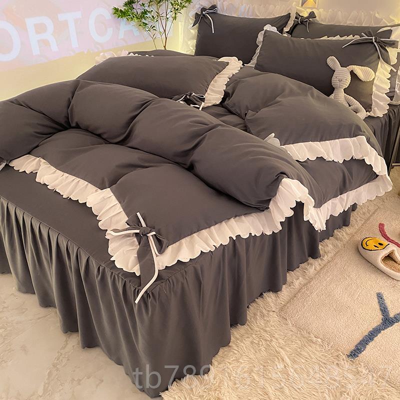 正品韩式纯套棉全棉单四件套is风床裙少女心公主风床被套床罩n三