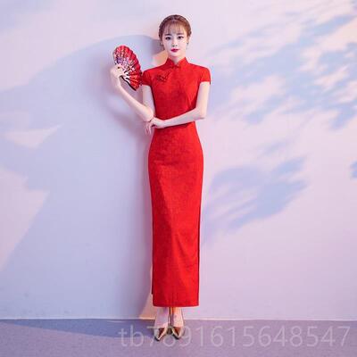 正品迎宾服装礼仪袍酒店中国风敬酒服演出走外嫁女新款秀女旗旗袍