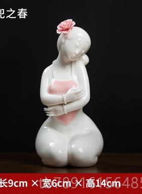 正品美东泥土新中摆式陶瓷女方件 中国风工艺品客厅床头柜书房装