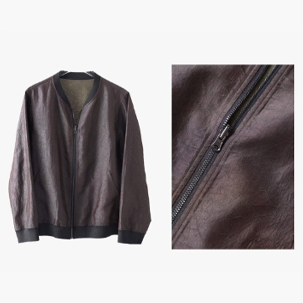 琸娅100%桑蚕丝真丝香云纱上衣长袖夹克秋季拉链透气双面穿外套