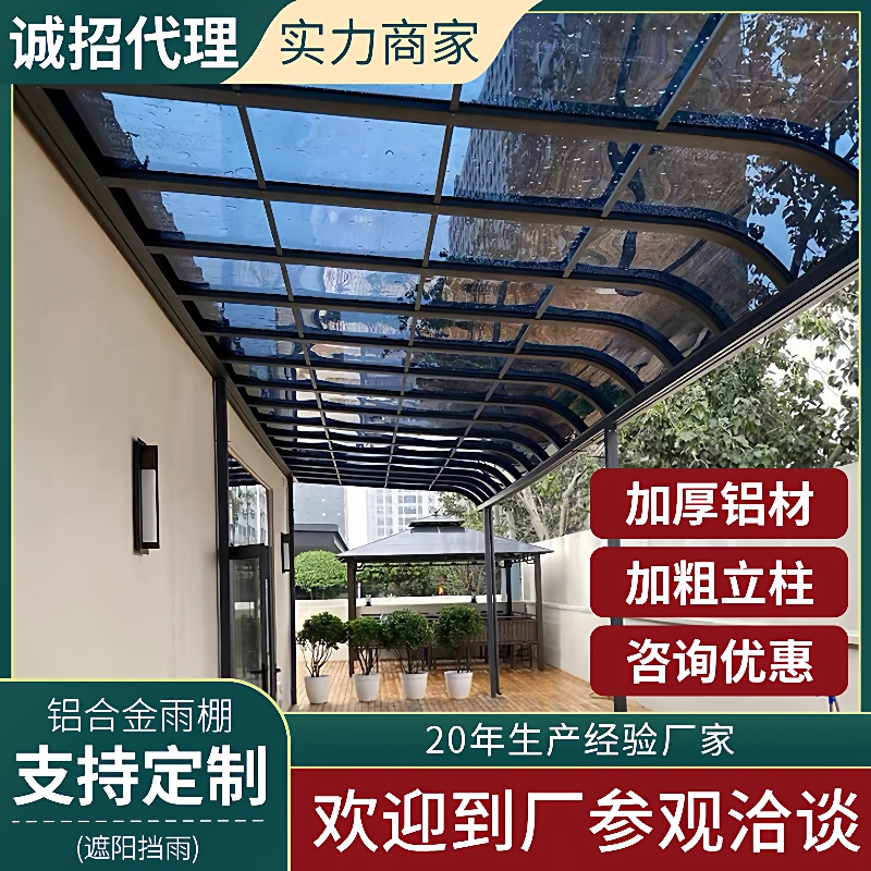 别墅庭院家用雨棚窗棚户外防雨板屋檐铝合金遮阳棚耐力pc塑料顶棚