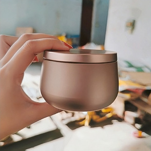 现货24个装玫瑰金色大肚罐密封马口铁罐圆形存储铁盒8oz蜡烛罐