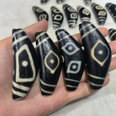 双线星辰佛眼金刚波若法眼中眼牛角珠古拙钙化老旧古董白化aqx9