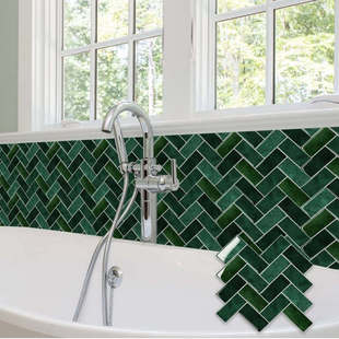 欧洲新设计墨绿色鱼骨人字形自粘壁纸滴胶墙贴美化装饰墙面