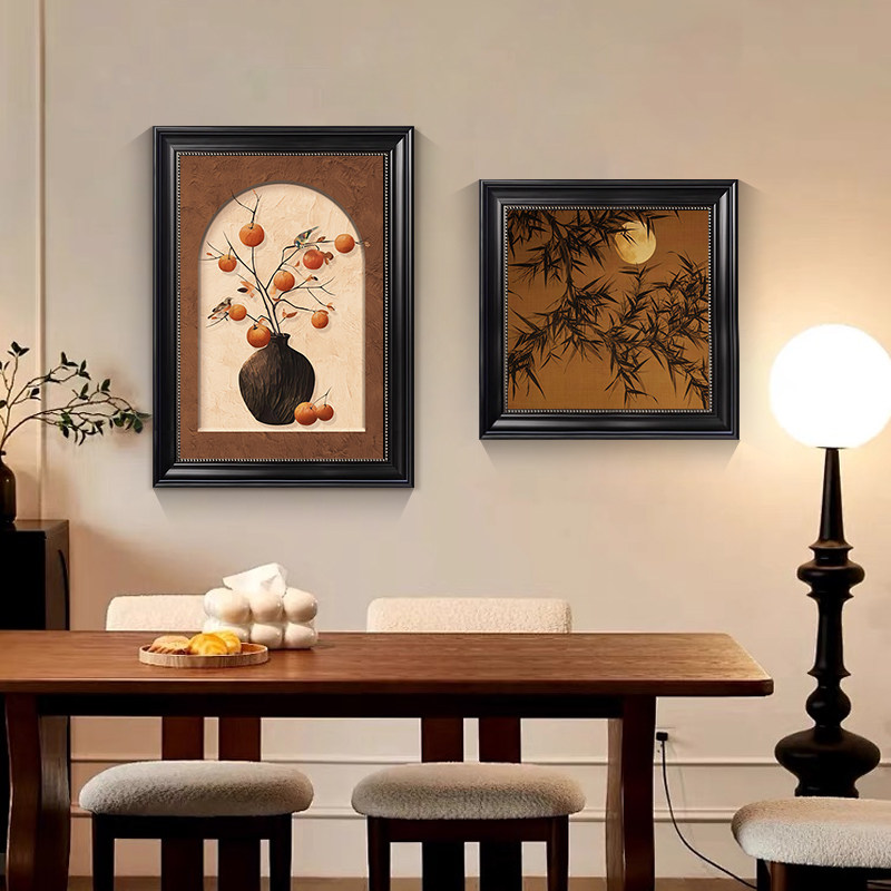 中古风客厅装饰画柿柿如意组合画