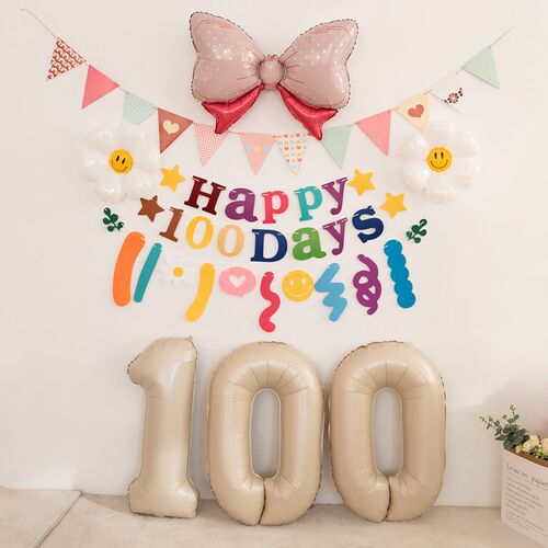 女宝宝百日宴布置百天装饰场景y气球100百天纪念日仪式感周岁生日