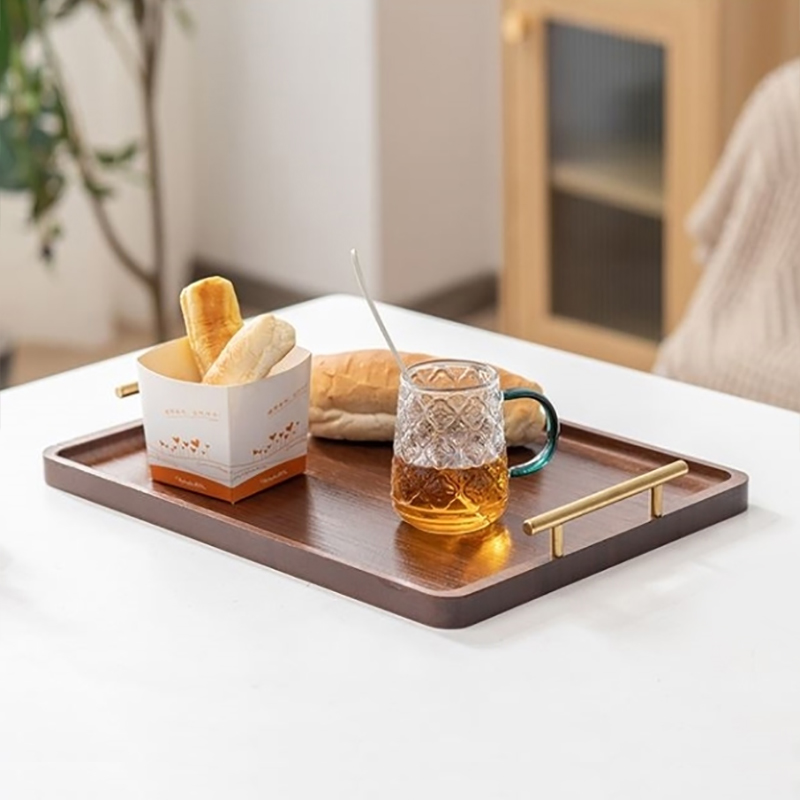全竹托盘茶盘长方形商用家用茶杯C创意竹制深色复古带提手水杯盘