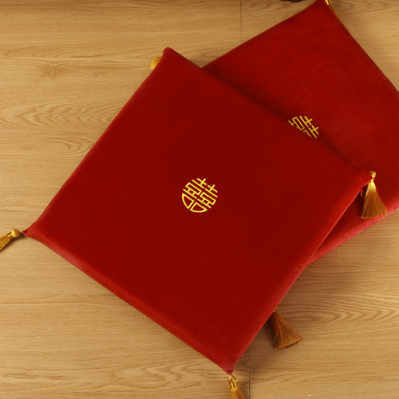 喜庆中国风结婚跪垫红色t敬茶喜字婚礼用品新娘拜堂成亲垫子坐垫