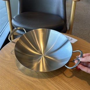 小圆底!户外!18/10不锈钢圆C底干锅盆火锅盆双耳酒精炉子小锅子
