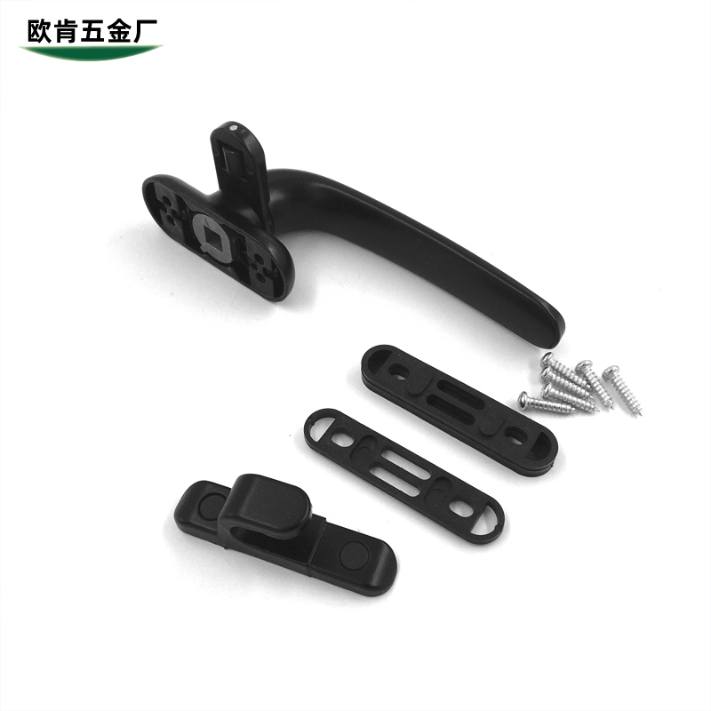 50型铝合金窗户拉手 平开窗七字执手 内开M窗外开窗带锁扣滚轮把