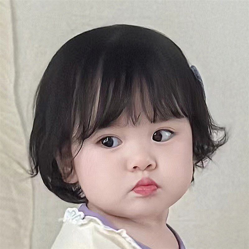 假发女宝宝短直发儿童q光头可佩戴波波头可爱婴儿短发自然整顶发