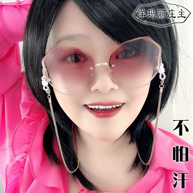大脸显小粗圆柱眼镜链q条挂脖男女式时尚性价比睛装饰放脱落掉绳