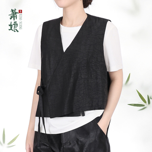 国风无袖 油龟新中式 马夹宽松女士马甲2700 随风 萧娘