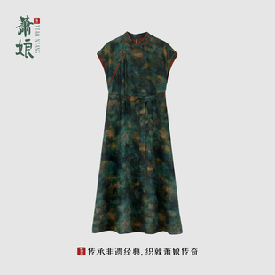 女裙夏1939 桑波缎红云纱连衣裙桑蚕丝连衣裙显瘦无袖 萧娘 蔓沐