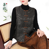 马甲桑蚕丝宽松国风马夹外套夏2622 重缎香云纱新中式 ‌望山楹