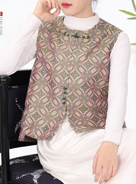 萧娘香云纱桑蚕丝气质款新中式女马甲无袖宽松马夹2774