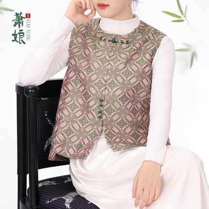 萧娘香云纱桑蚕丝气质款新中式女马甲无袖宽松马夹2774