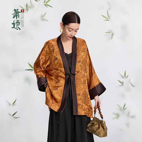香云纱桑蚕丝中国风外套新款