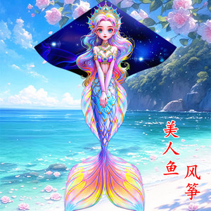 美人鱼风筝潍坊新款风筝儿童女孩公主卡通新手初学者微风易飞好飞