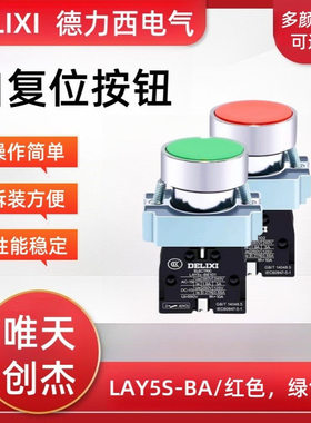 德力金属型平头按钮开关LAY5s-BA绿/红/黄/黑/白色自复位按钮