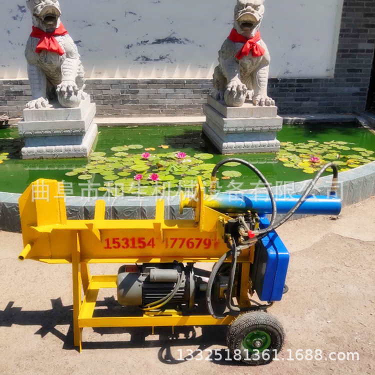 小型50厘米长圆木劈柴机 电动液压破木机家用220v卧式果木劈柴器