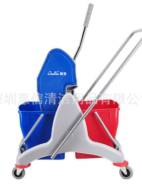 批发超宝B-045B下压式双桶榨水车甩水拖把移动清洁车拧挤水桶50L