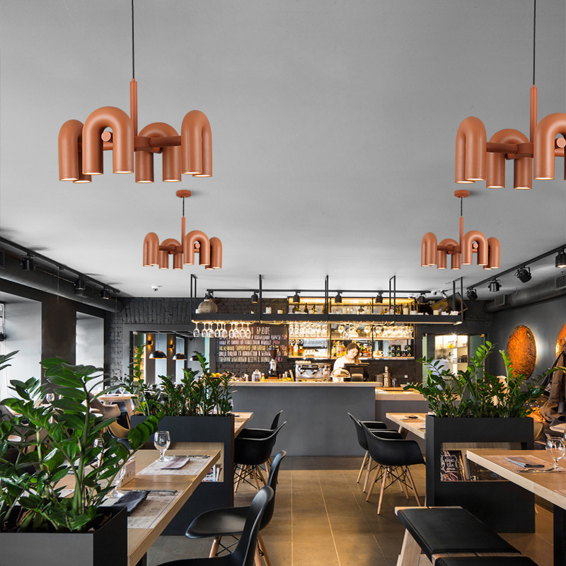 后现代简约创意客厅餐厅灯北欧设计师卧室儿童房个性艺术U型吊灯