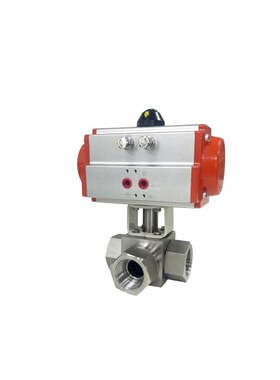 不锈钢316三通丝口气动球阀高压PN63不锈钢三通球阀DN25