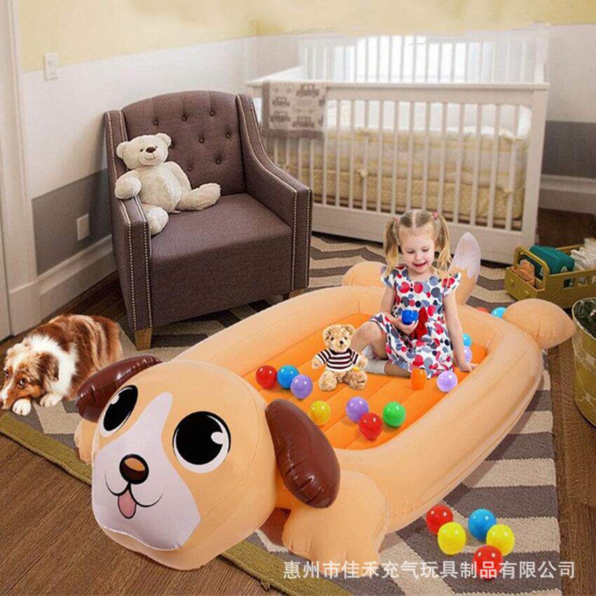 供应 充气折叠儿童床 加厚植绒pvc宝宝睡垫创意狗狗造型睡床 批发