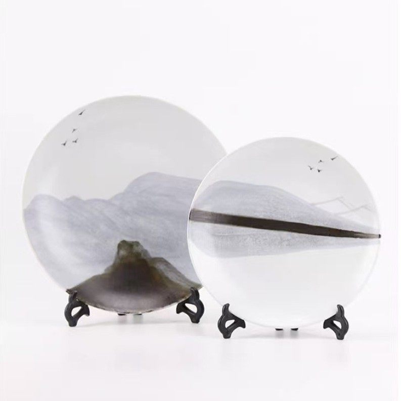 新中式古典陶瓷盘子摆件样板房客厅挂盘玄关酒店别墅酒柜装饰摆设,自行车/骑行装备/零配件,自行车撑伞架,淘宝优惠券,粉丝福利购,淘宝优惠卷