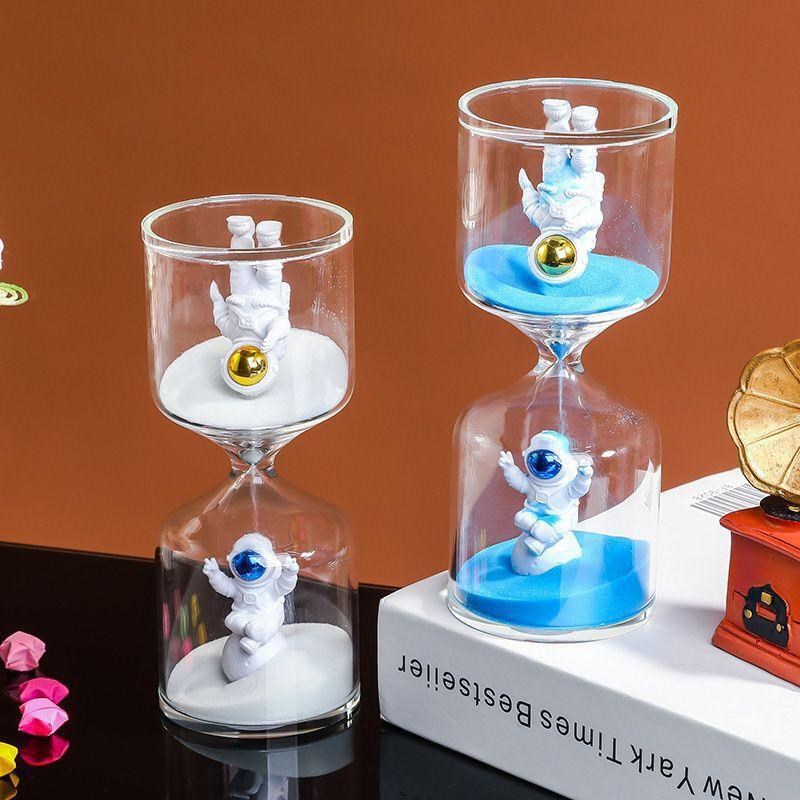 太空人沙漏计时器少儿计时3/5/10分钟学生吃饭时间流沙瓶礼物玻璃