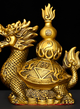 铜龙龟摆件纯铜福禄龟八卦龙头龟金钱龟家居桌面装饰霸下赑屃神兽