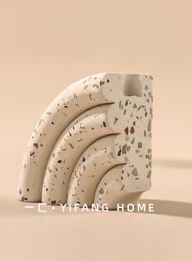 一匚简约现代轻奢白色水磨石书挡书立  样板间售楼处创意扇形摆件