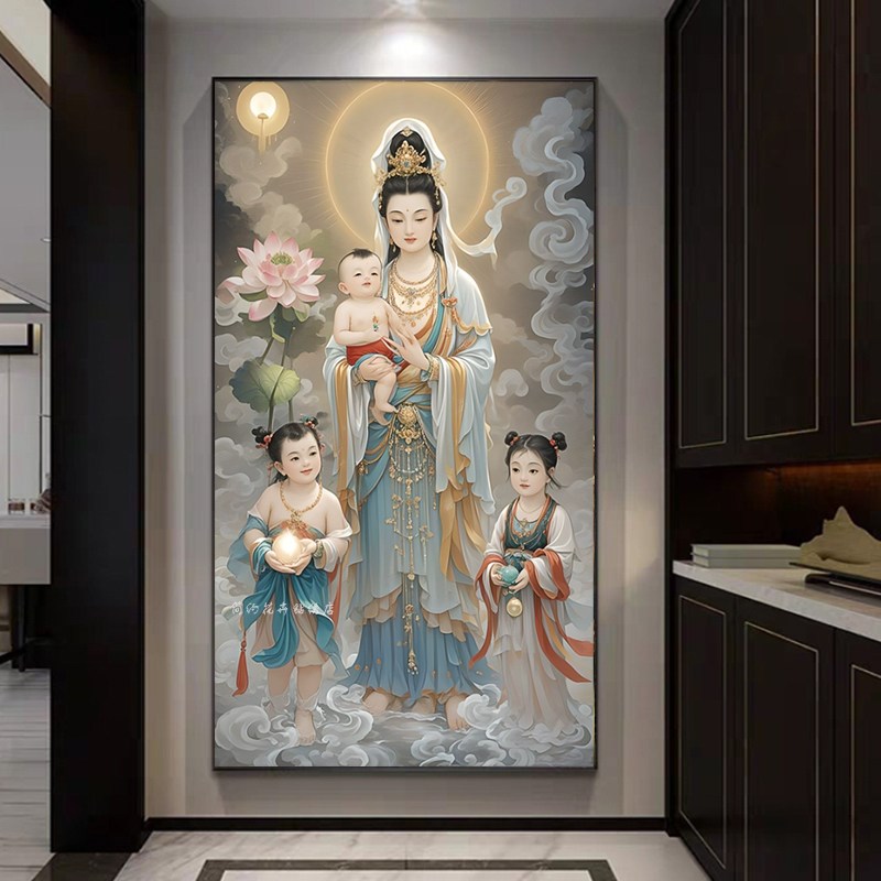 送子观音画像5d钻石画观音图新中式结缘贴钻十字绣2025新款砖石绣