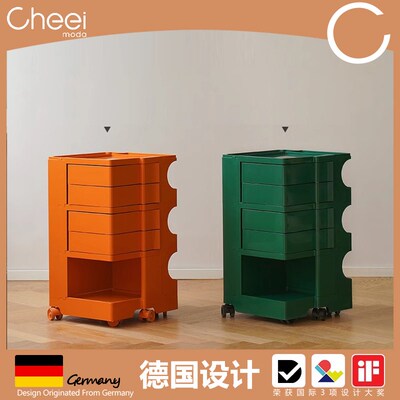 精选德国Cheei 创意波比小推车旋转收纳柜床头柜可移动大容量储