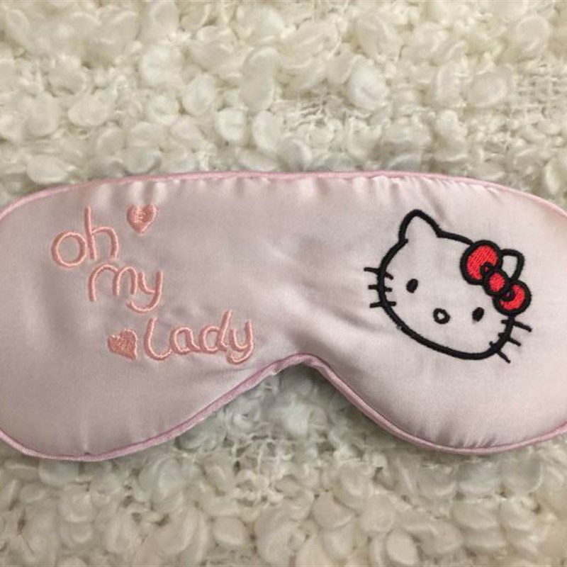可爱刺绣儿童卡通双面真y丝眼罩午睡带子可调节送收纳