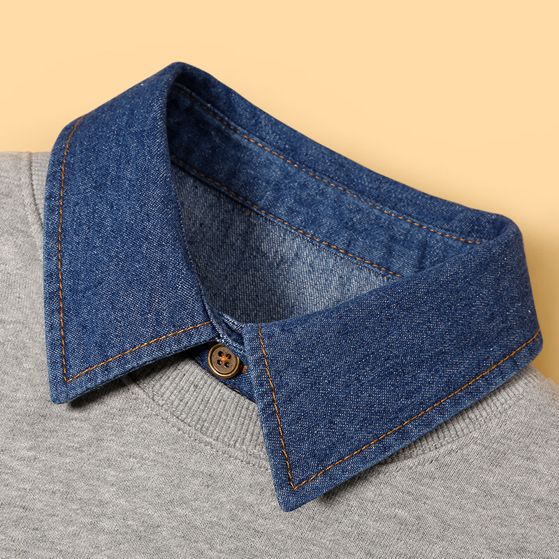 假领子女百搭假领冬季高档蓝色牛仔衬衫衬衣配毛衣卫衣.女士假衣