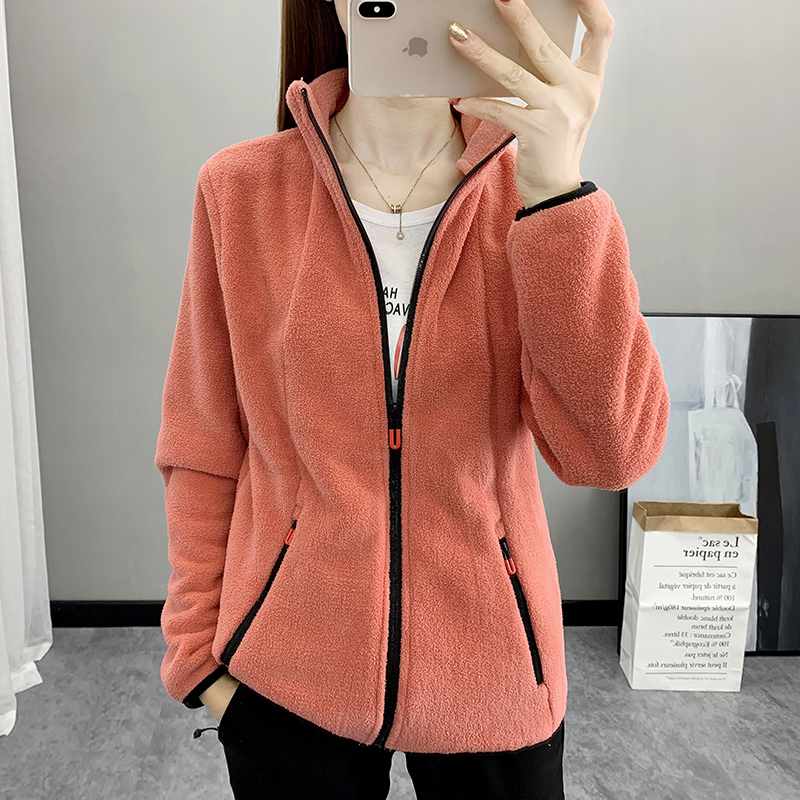 秋冬户外抓绒衣女式加厚保暖立领C摇粒绒上衣外套拉链开衫新款卫