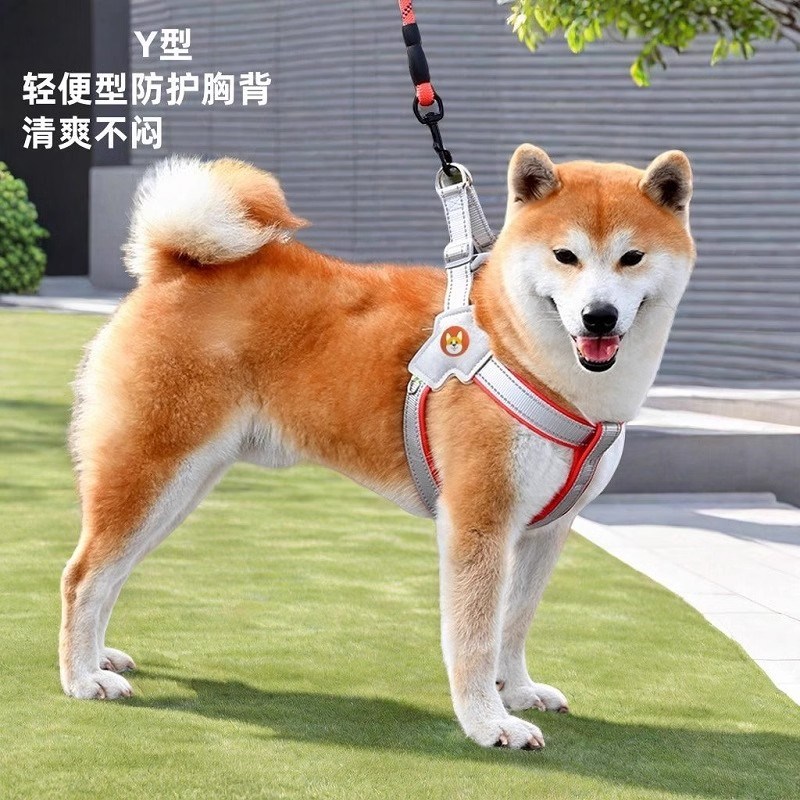 Y型胸背带狗狗牵引绳o背心式防护柔软透气不勒脖牵引绳中小型狗链